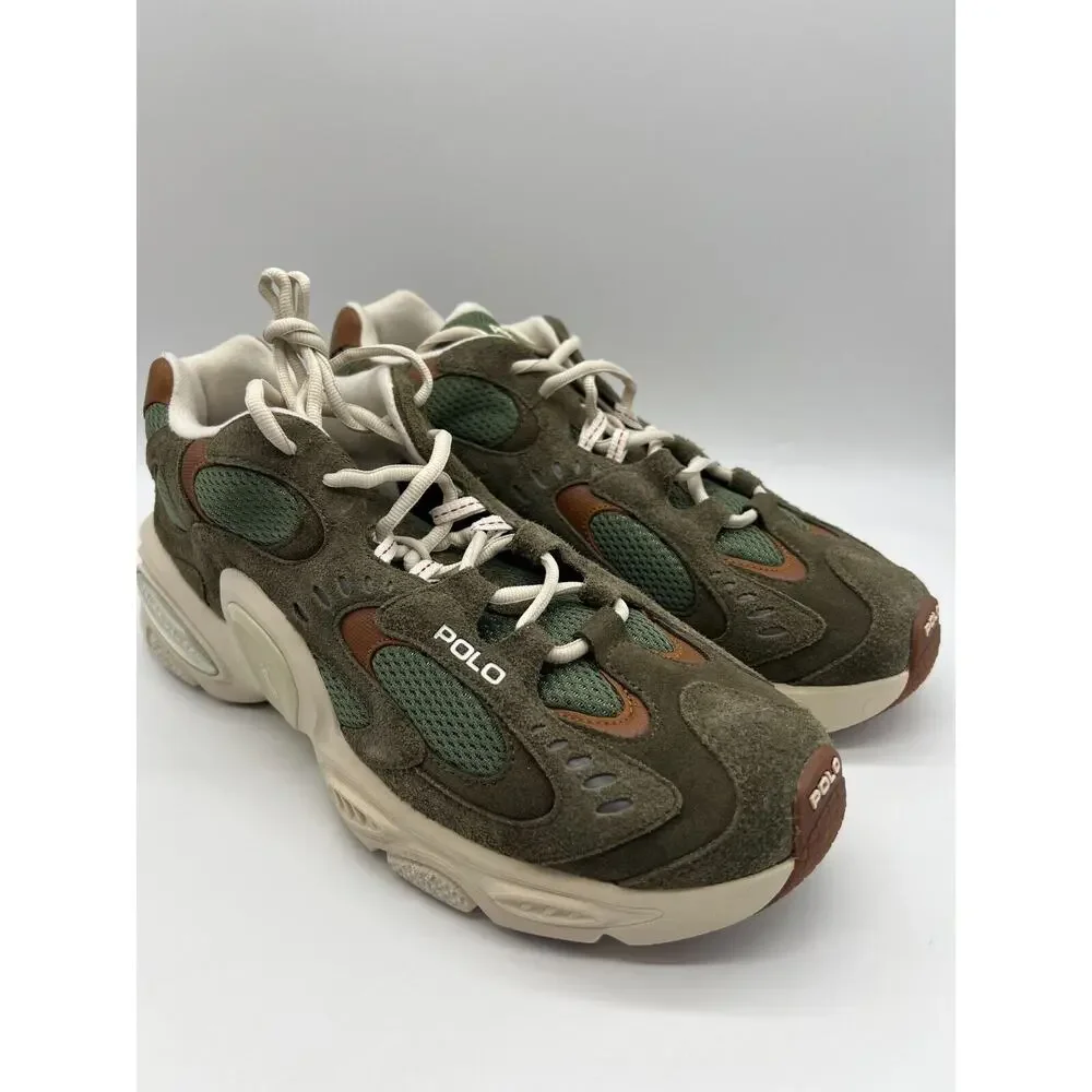 Polo Ralph Lauren Modern Trainer 100 Olive/White Size 11 NEW